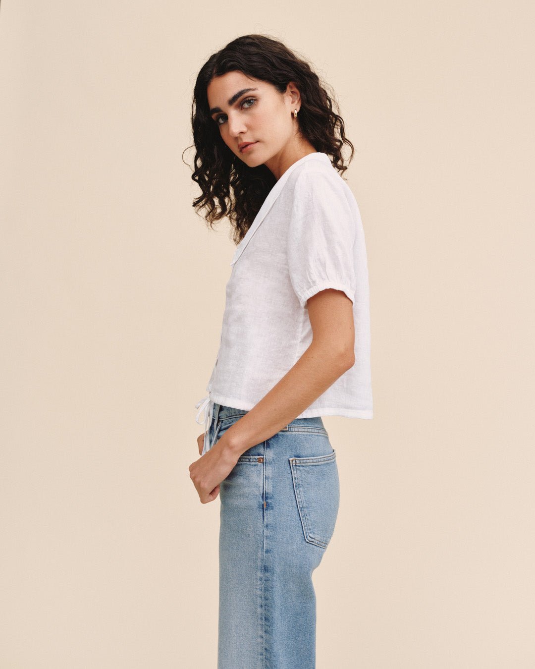 Bella Dahl Short Sleeve Puritan Collar Shirt - White