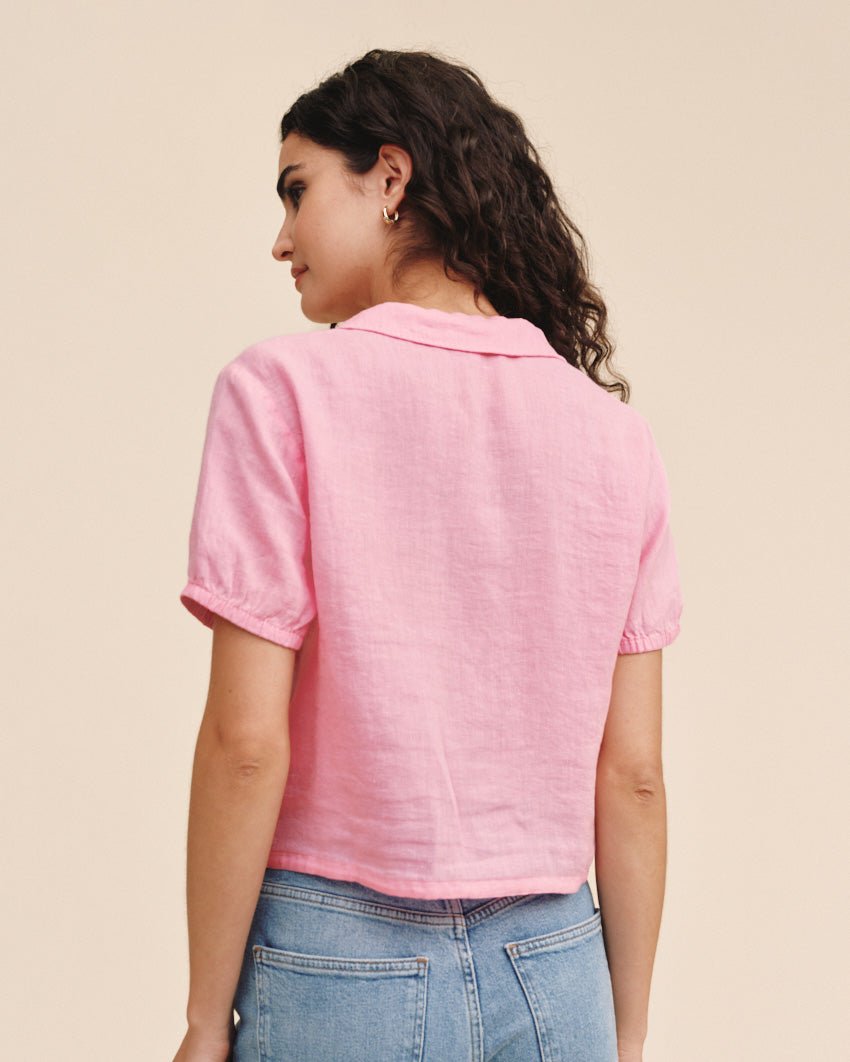 Bella Dahl Short Sleeve Puritan Collar Shirt - Rose Bush
