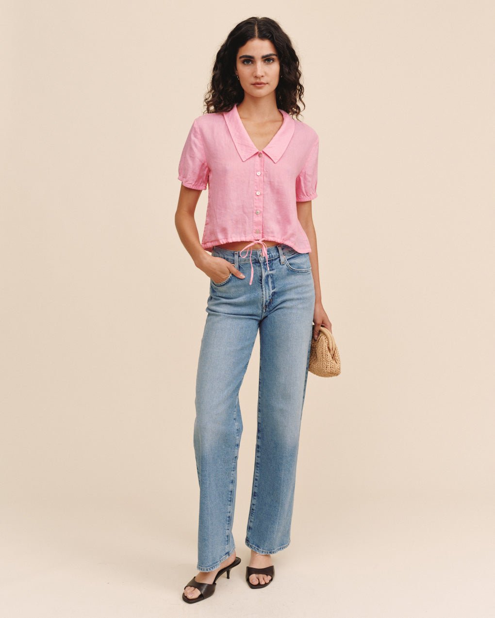 Bella Dahl Short Sleeve Puritan Collar Shirt - Rose Bush