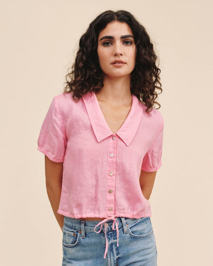 Bella Dahl Short Sleeve Puritan Collar Shirt - Rose Bush