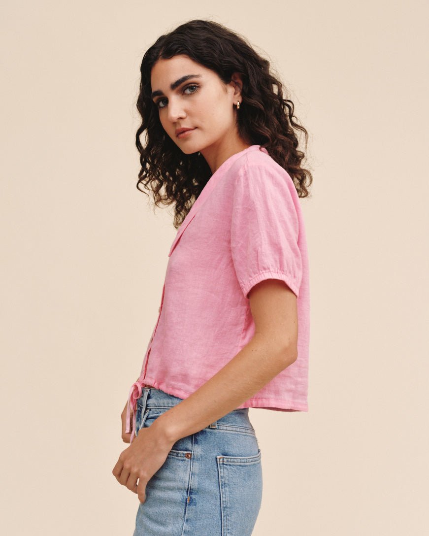 Bella Dahl Short Sleeve Puritan Collar Shirt - Rose Bush