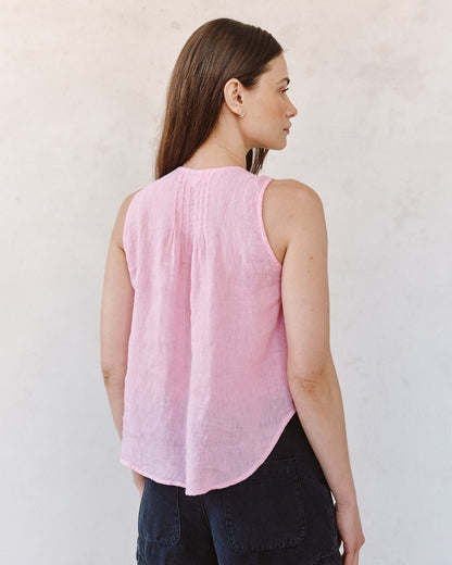Bella Dahl Sleeveless Pintuck V Neck Top - Rose Blush