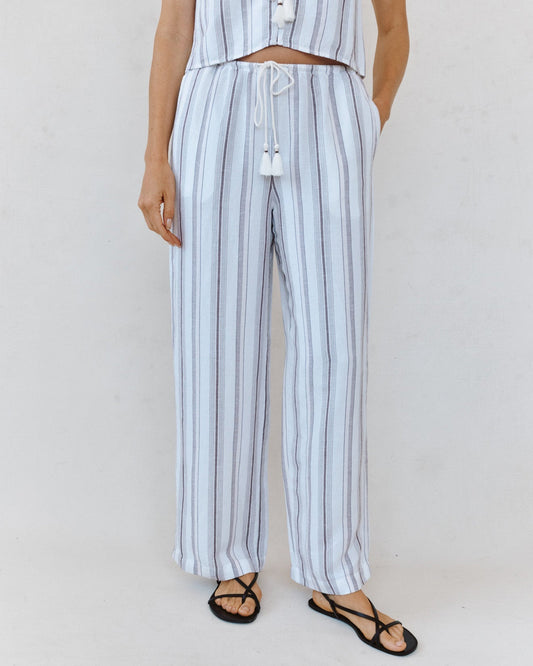 Bella Dahl Beach Pant With Tassel Drawstring - Rosewood Stripe