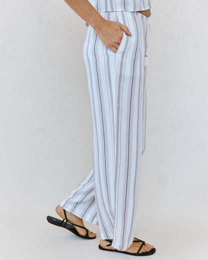 Bella Dahl Beach Pant With Tassel Drawstring - Rosewood Stripe