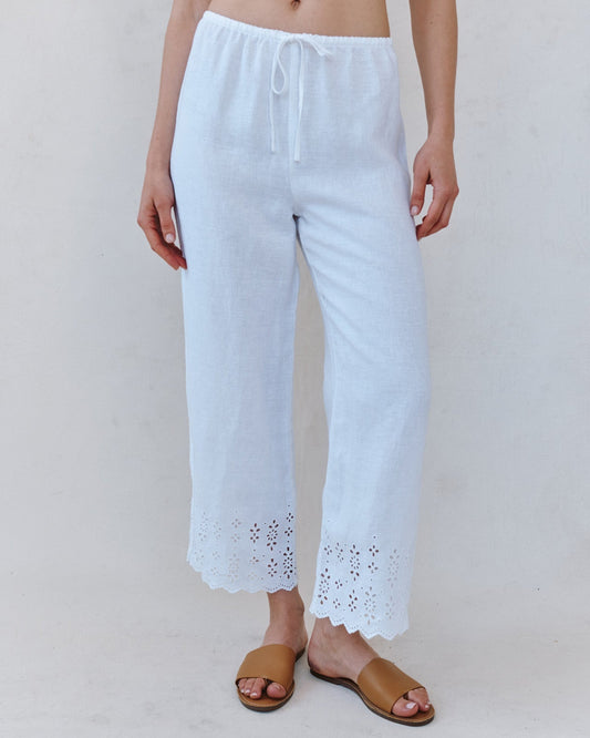 Bella Dahl Beach Crop With Embroidered Hem - White