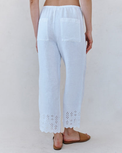 Bella Dahl Beach Crop With Embroidered Hem - White