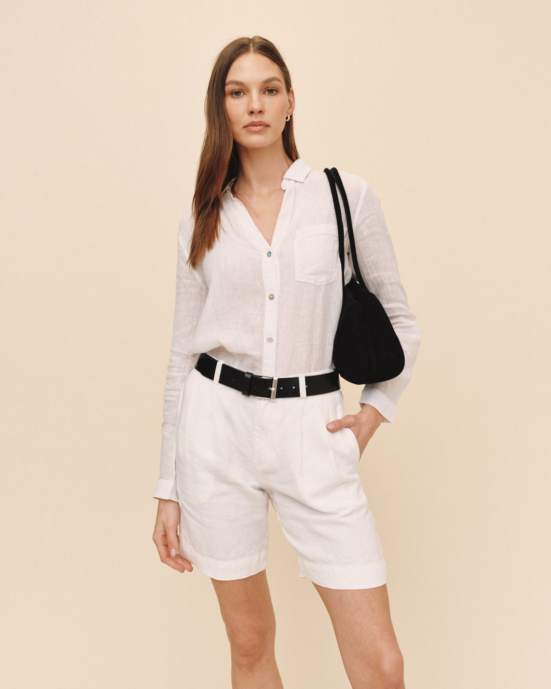 Bella Dahl Pleated Bermuda - White