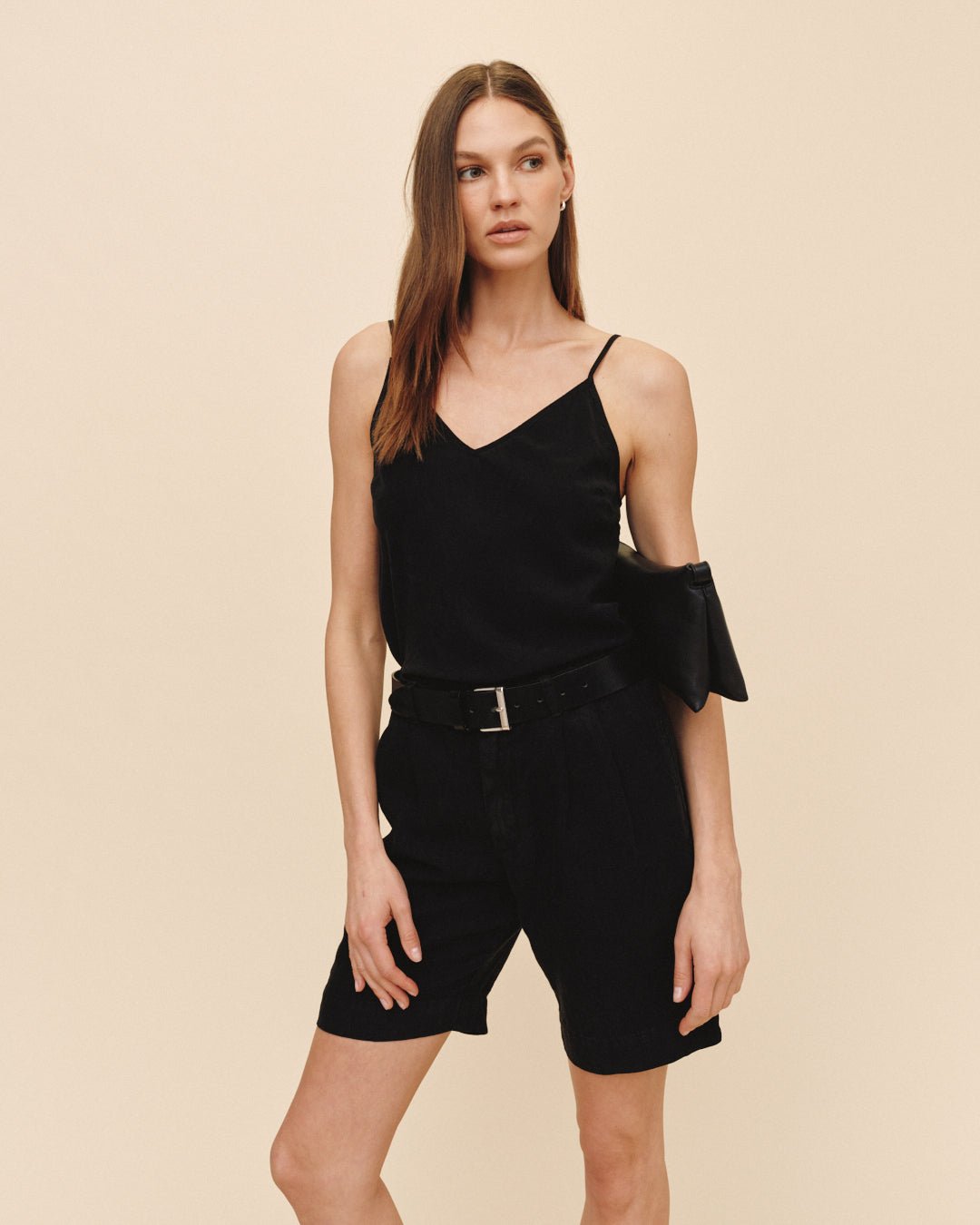 Bella Dahl Pleated Bermuda - Black