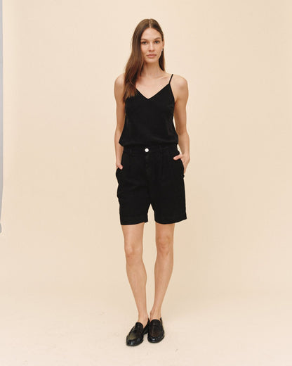 Bella Dahl Pleated Bermuda - Black