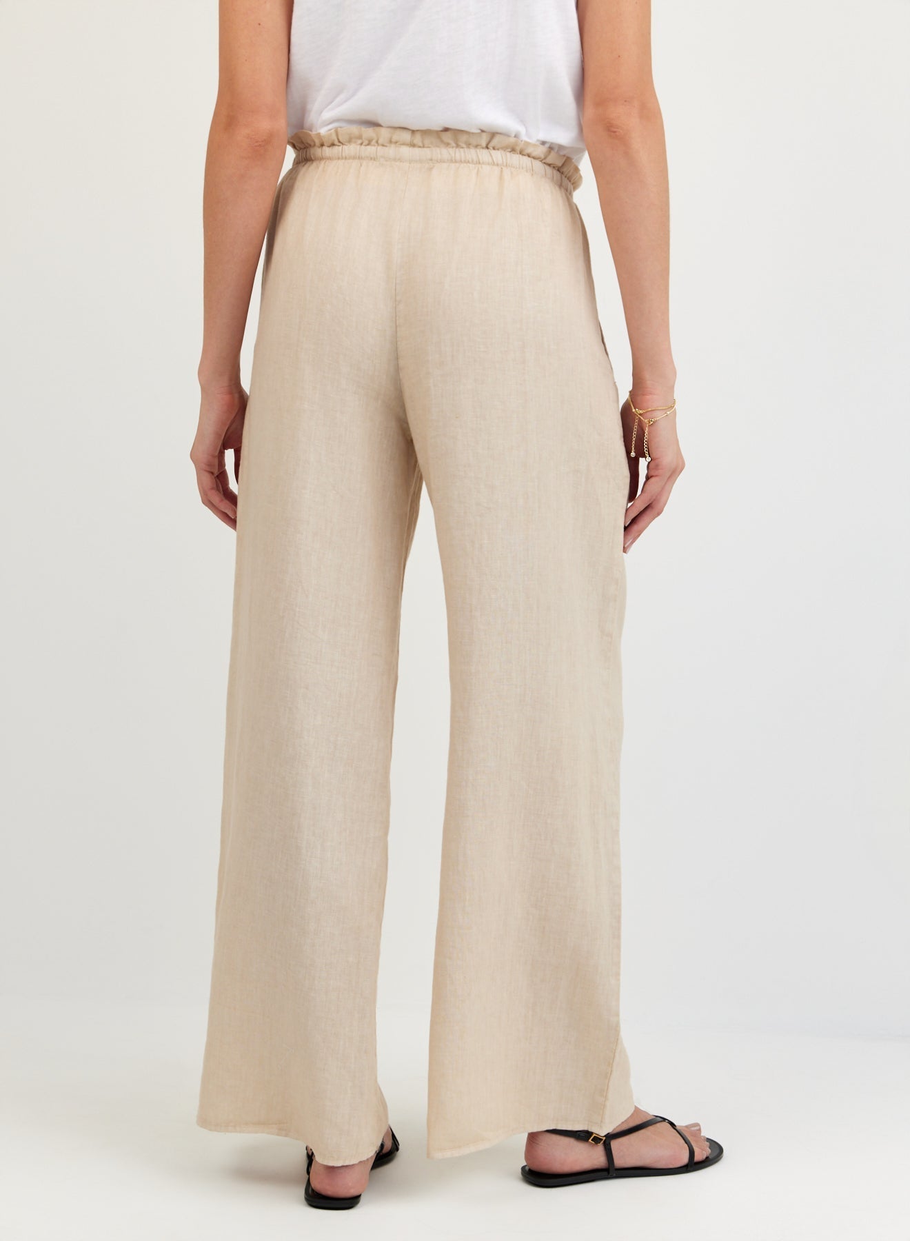 Bella Dahl Ruffle Waist Wide Leg Pant - Linen Sand