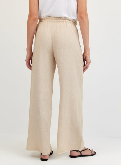 Bella Dahl Ruffle Waist Wide Leg Pant - Linen Sand