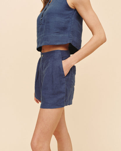 Bella Dahl Double Pleat Short - Midnight Surf