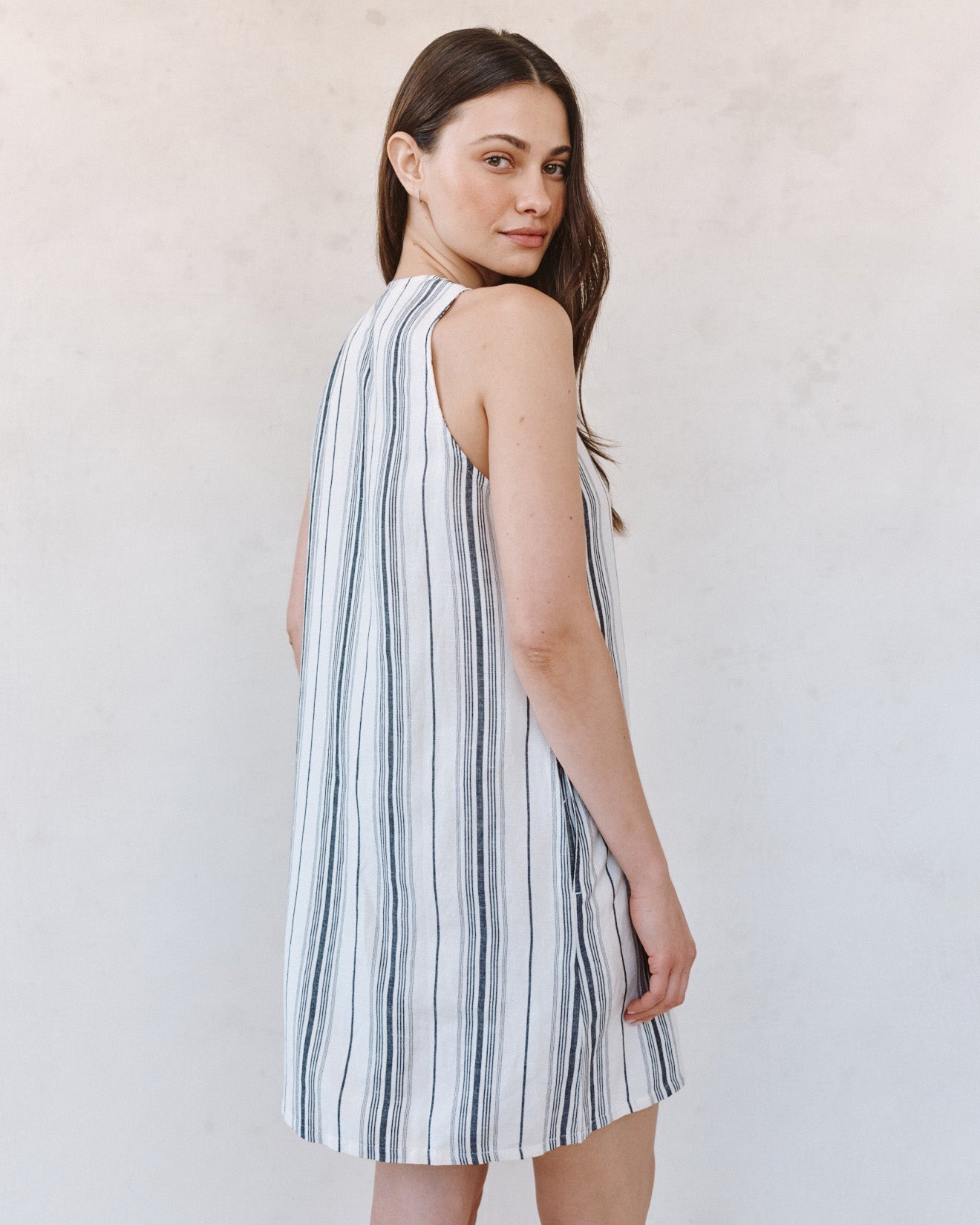Bella Dahl Sleeveless Lace Up Mini Dress - Boardwalk Stripe