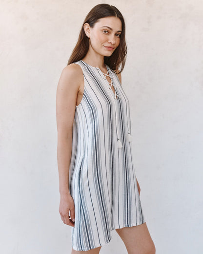 Bella Dahl Sleeveless Lace Up Mini Dress - Boardwalk Stripe