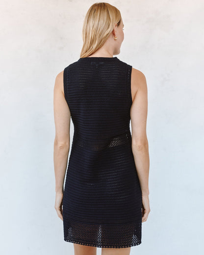Bella Dahl Short Sleeve Crochet Dress - Black