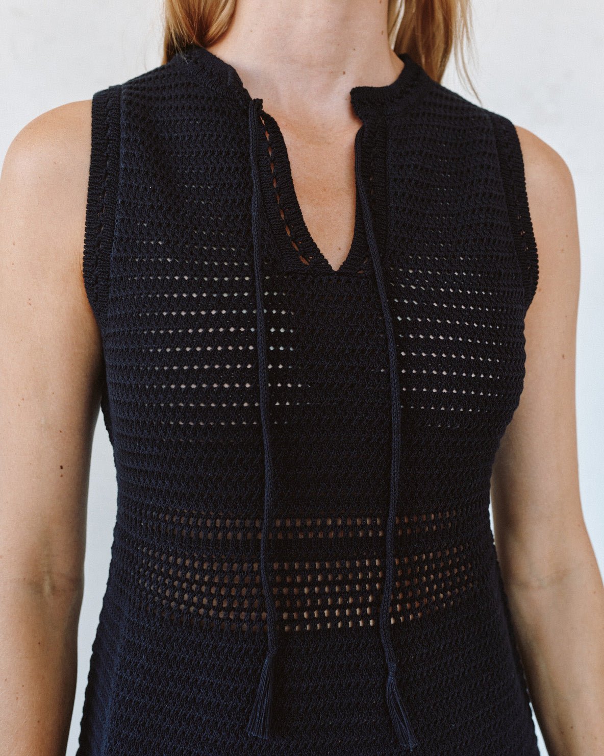 Bella Dahl Short Sleeve Crochet Dress - Black