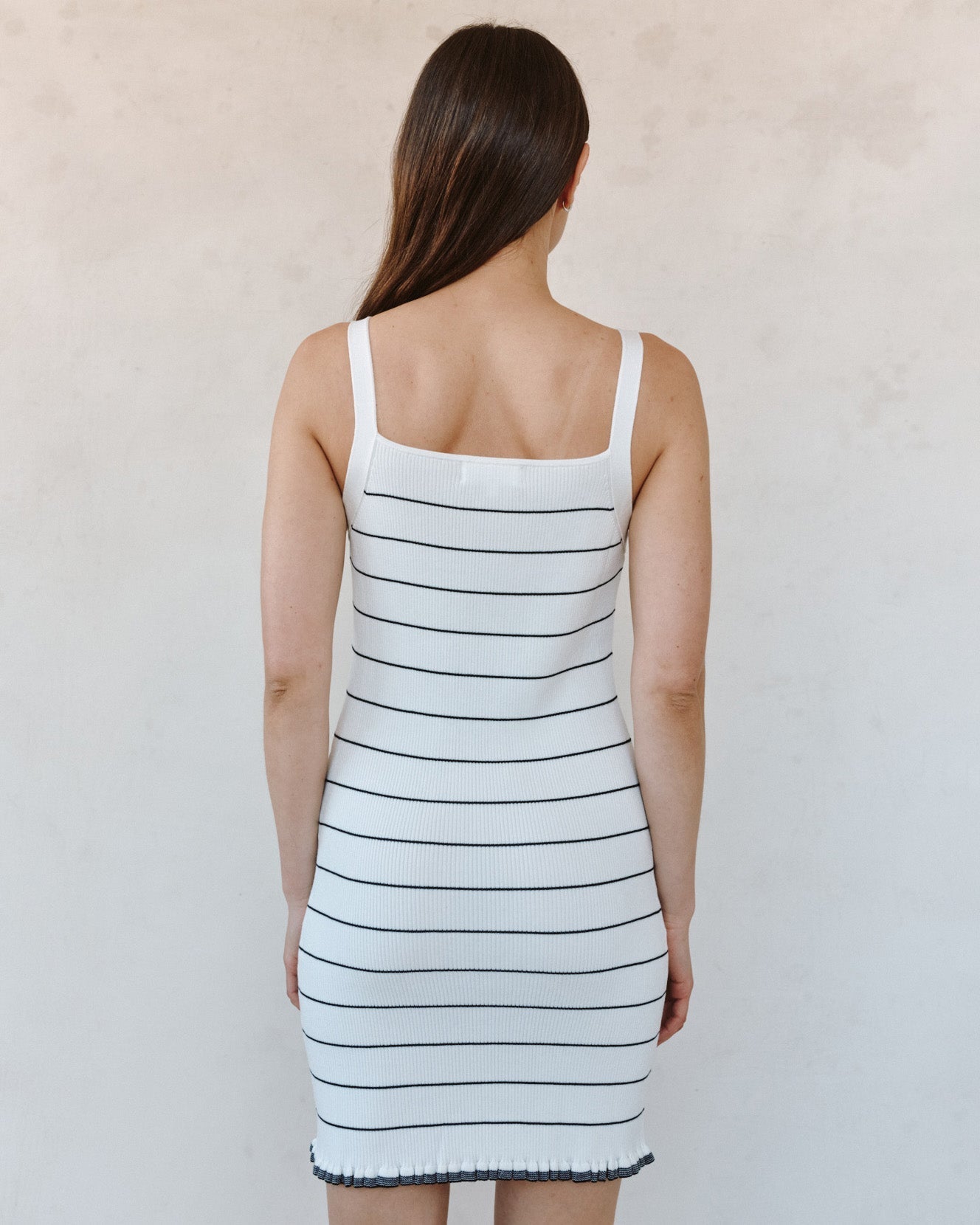 Bella Dahl Ruffle Hem Sleeveless Knitted Dress - Garden Party Stripe