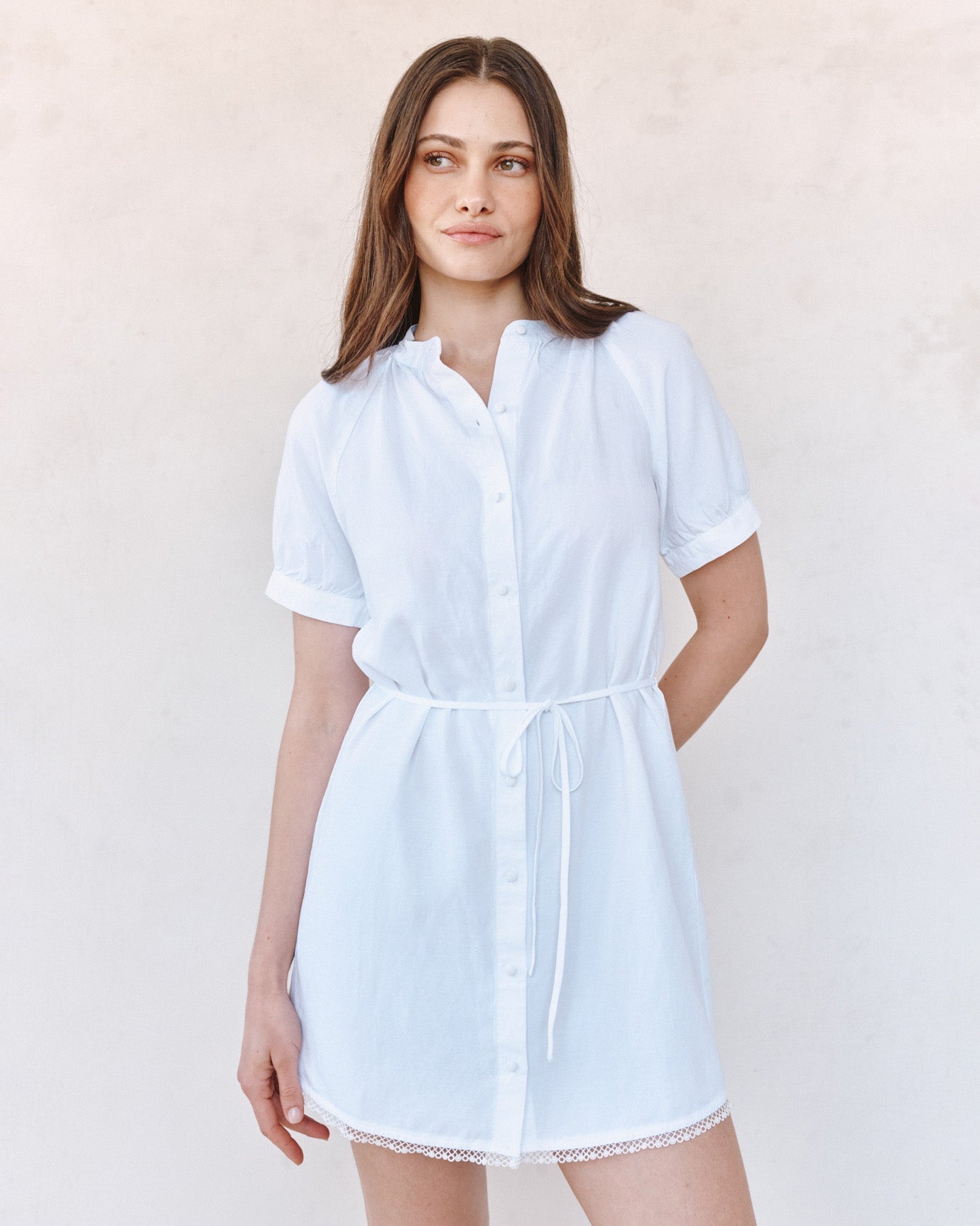 Bella Dahl Short Sleeve Raglan Mini Dress - White