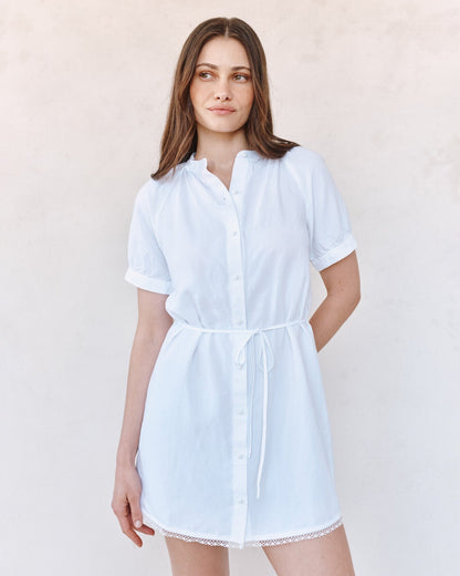 Bella Dahl Short Sleeve Raglan Mini Dress - White