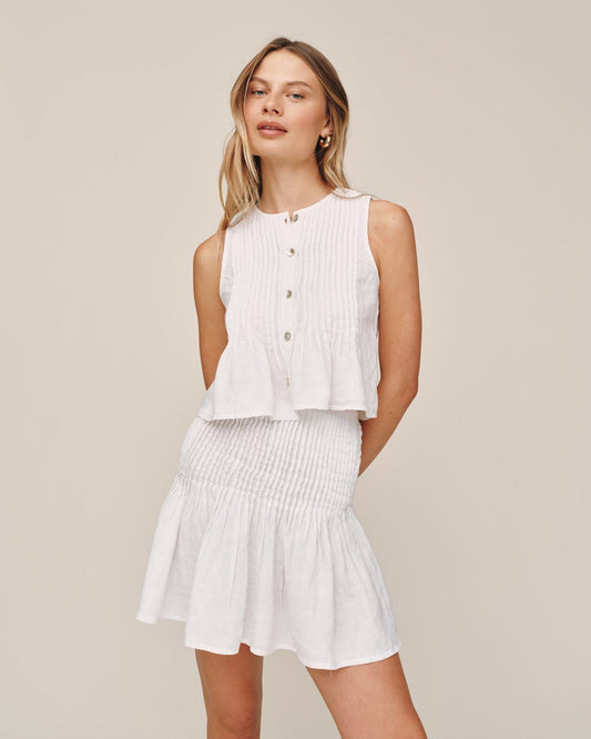 Bella Dahl Sleeveless Pintuck Top - White