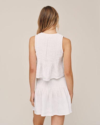 Bella Dahl Sleeveless Pintuck Top - White