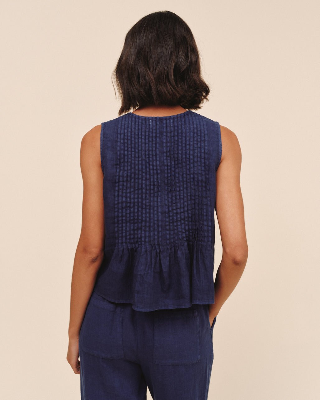 Bella Dahl Sleeveless Pintuck Top - Nautical Night