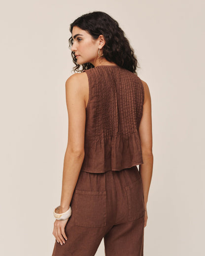 Bella Dahl Sleeveless Pintuck Top - Sea Glass Brown