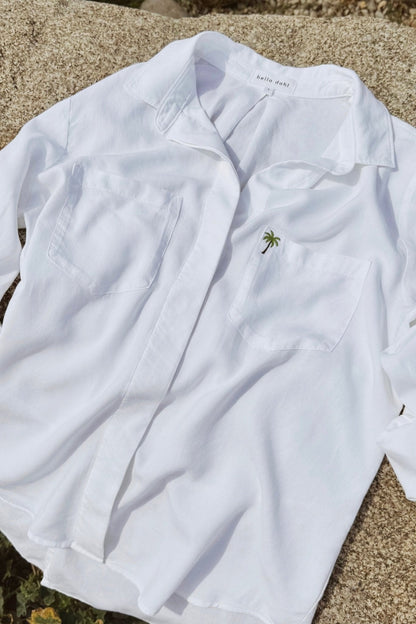 Bella Dahl Embroidered Split Back Button Down- Palm