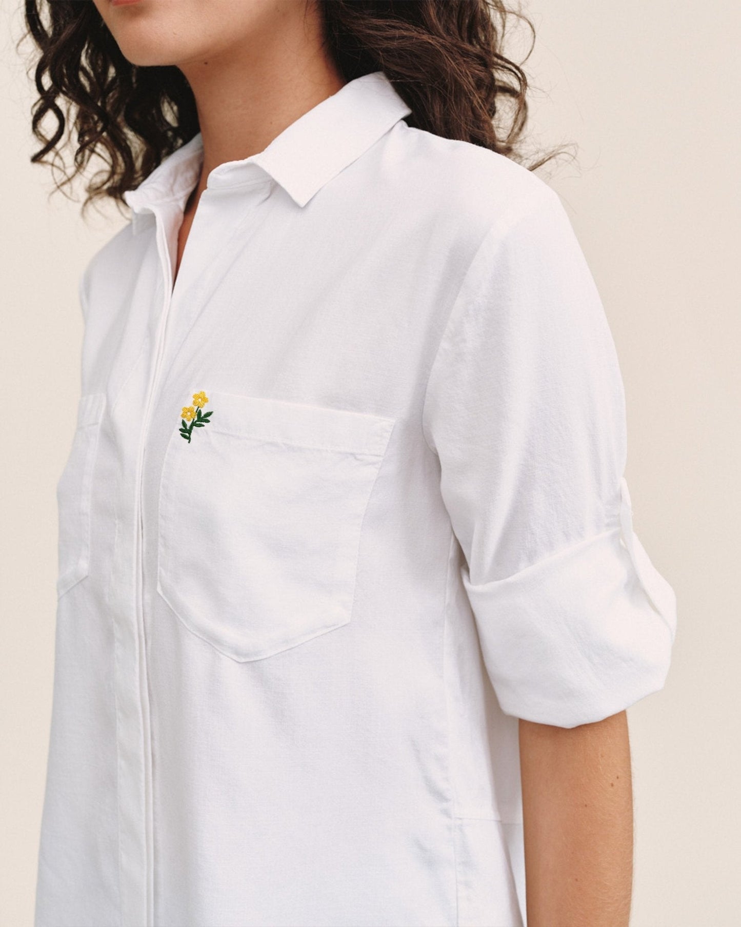 Bella Dahl Embroidered Split Back Button Down - Flower