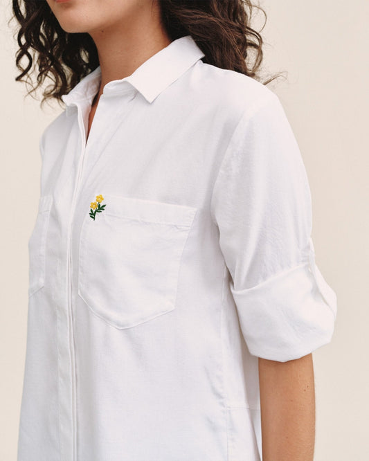 Bella Dahl Embroidered Split Back Button Down - Flower