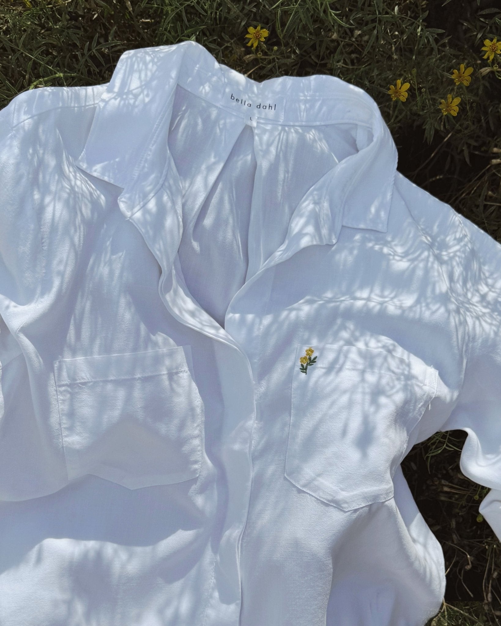 Bella Dahl Embroidered Split Back Button Down - Flower