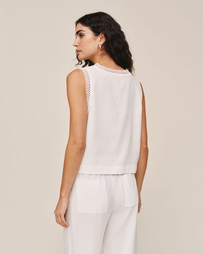 Bella Dahl Sleeveless Crochet Edge Top - Ivory Sand