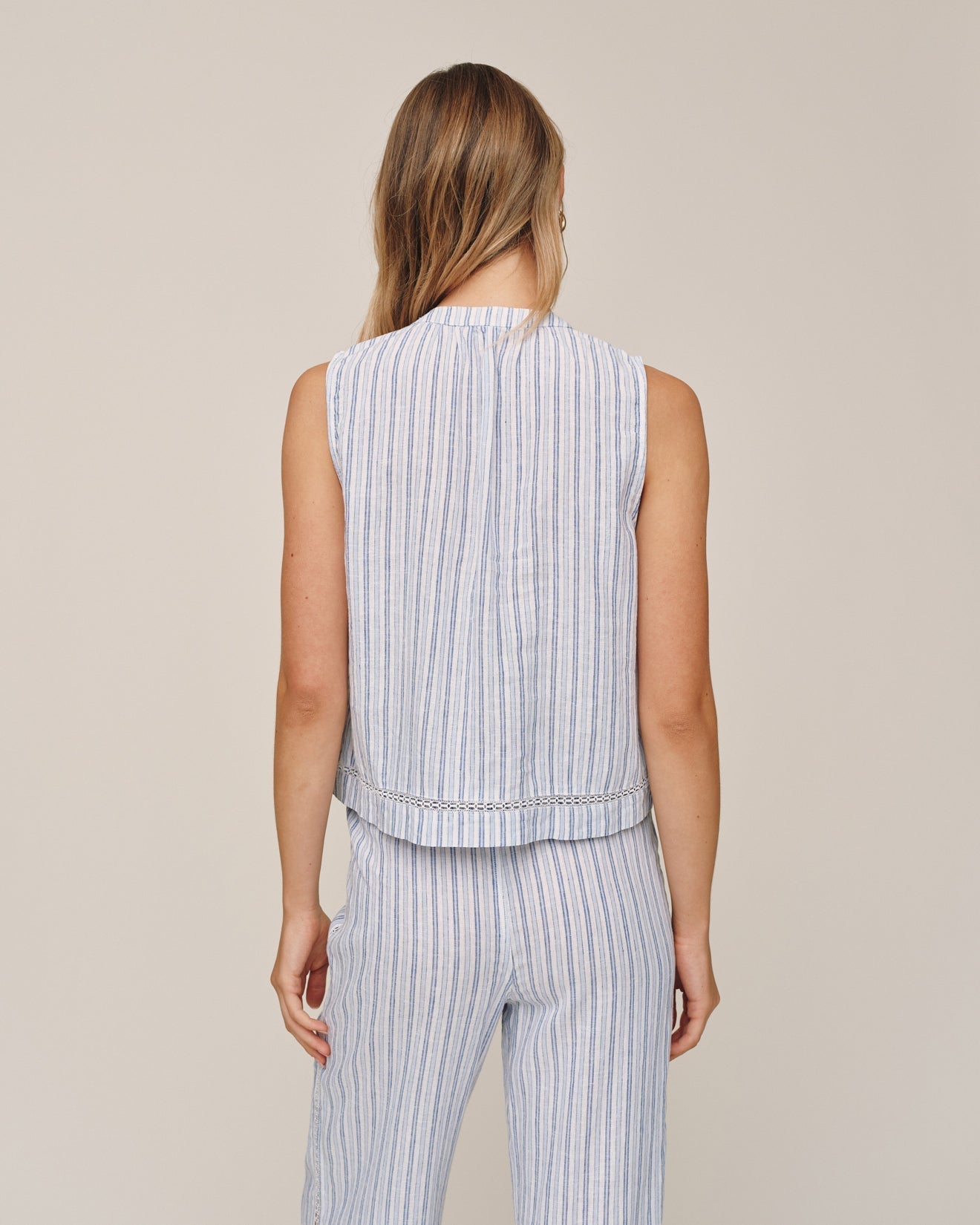 Bella Dahl Sleeveless Button Front - Ocean Blue Stripe