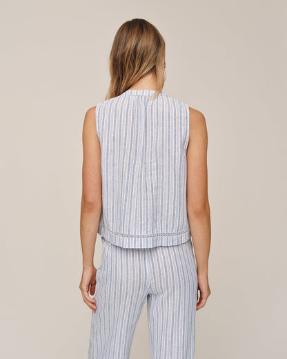 Bella Dahl Sleeveless Button Front - Ocean Blue Stripe