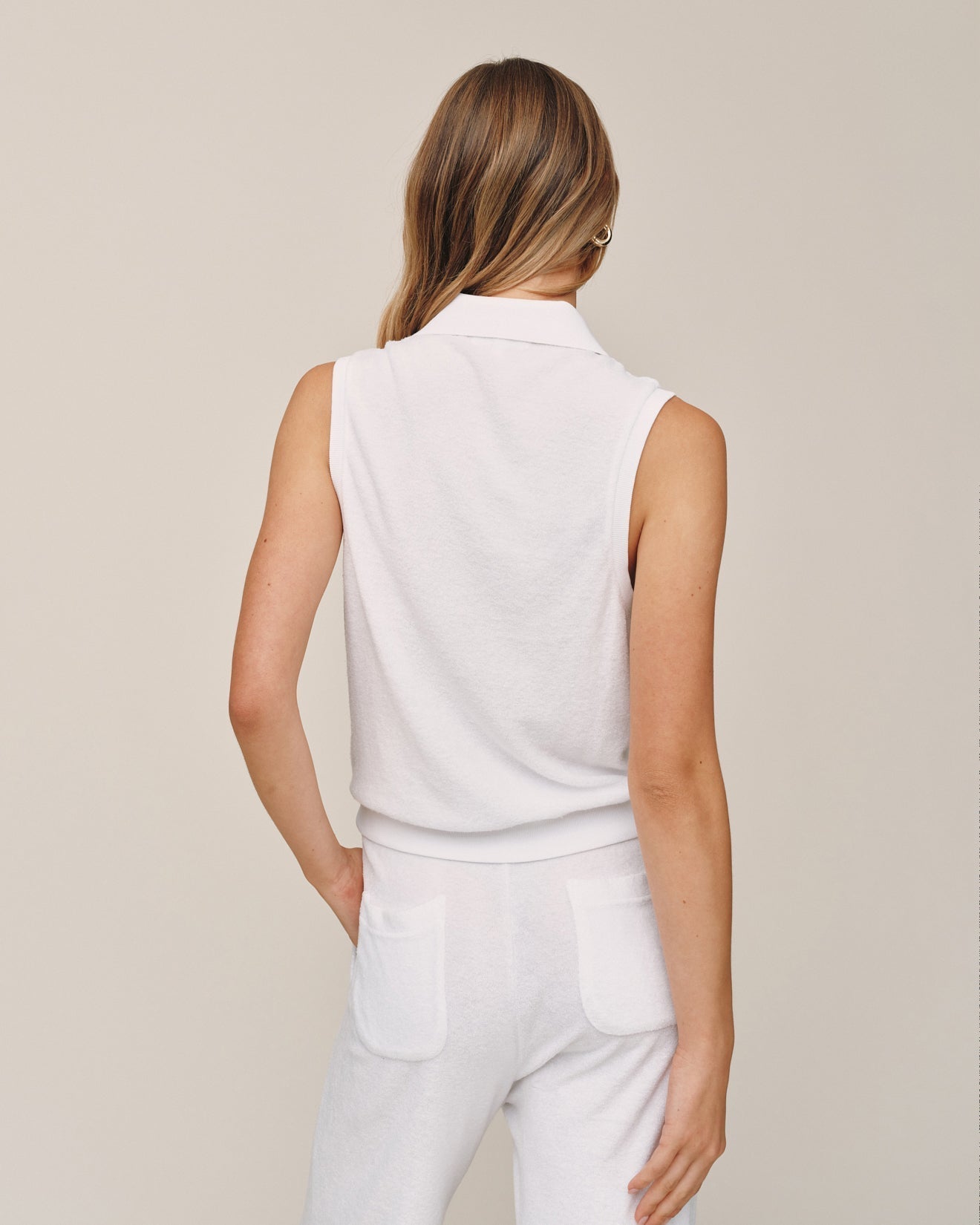 Bella Dahl Terry Sleeveless Collar Top - White