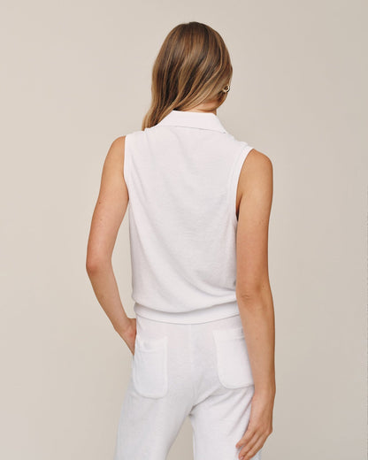 Bella Dahl Terry Sleeveless Collar Top - White