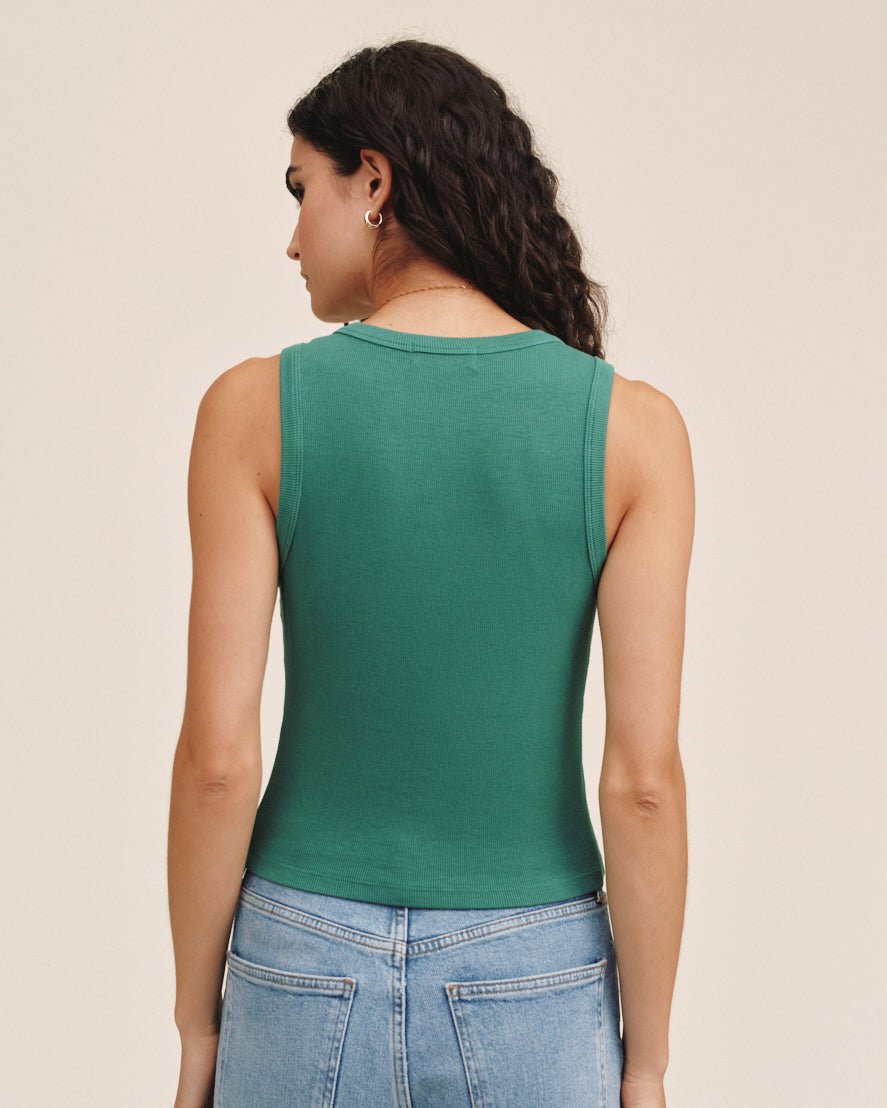 Bella Dahl Sleeveless Placket Top - Palm Green