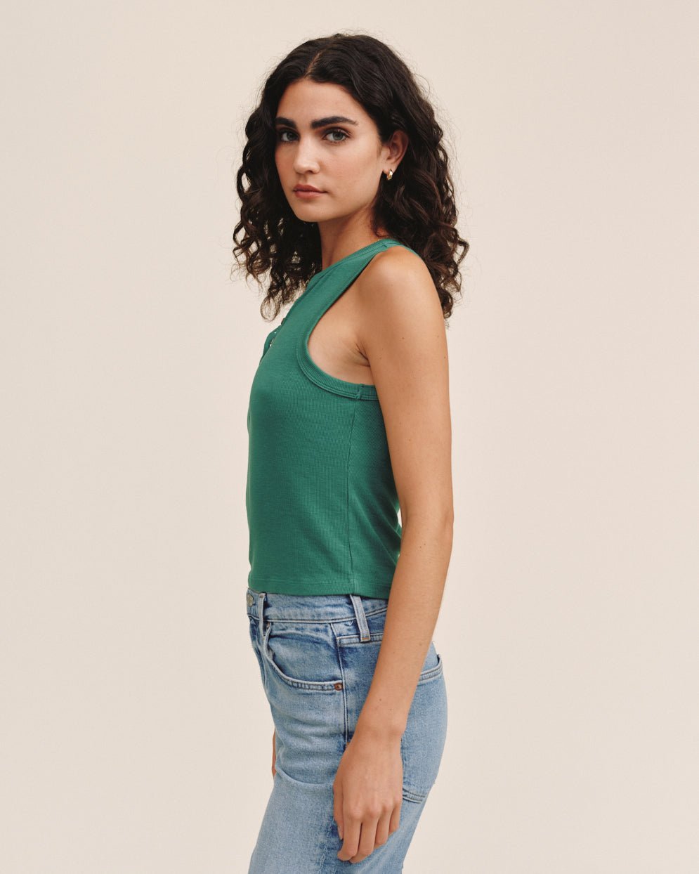 Bella Dahl Sleeveless Placket Top - Palm Green