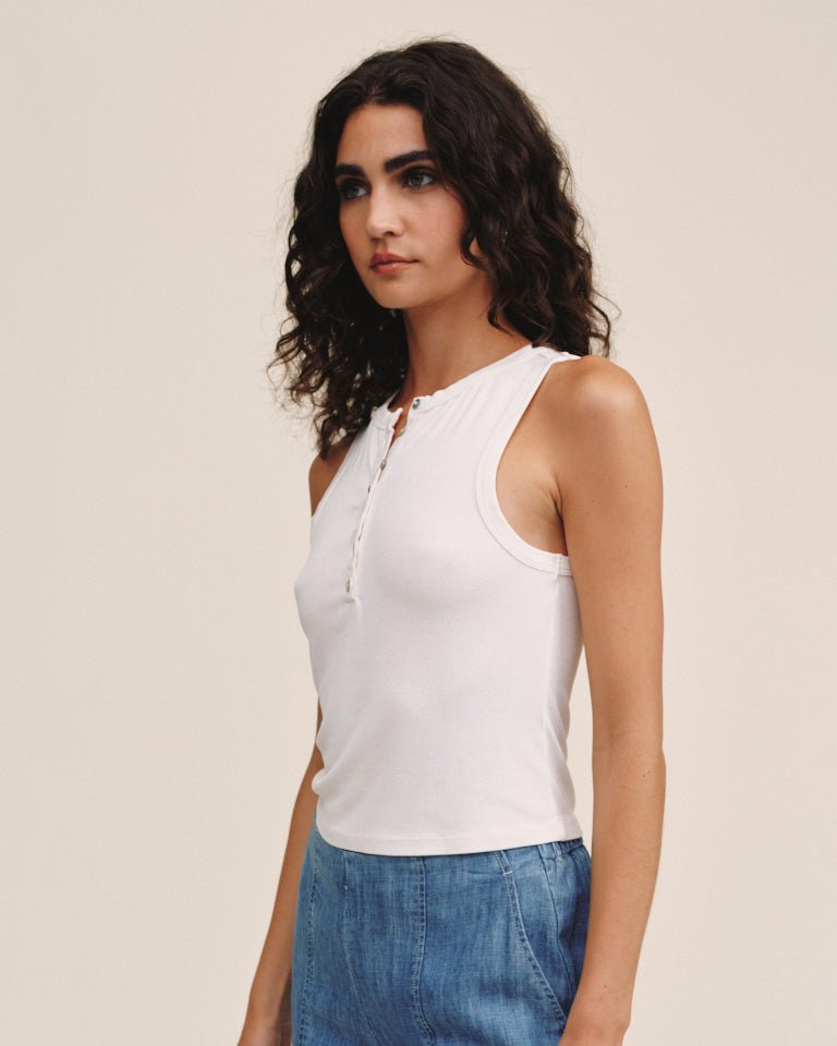 Bella Dahl Sleeveless Placket Top - White