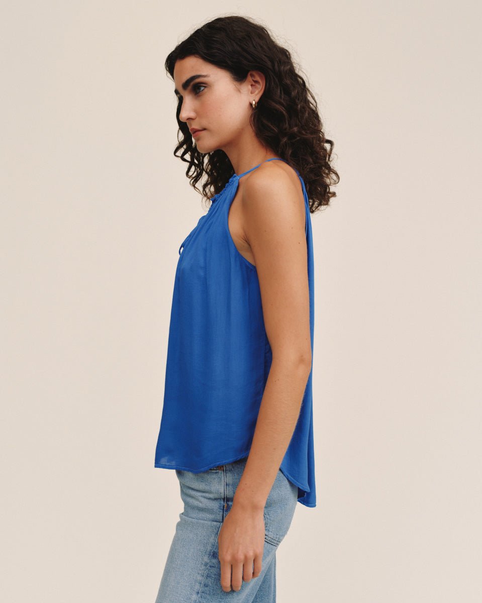Bella Dahl Ruffle Neck Halter - Blue Lagoon