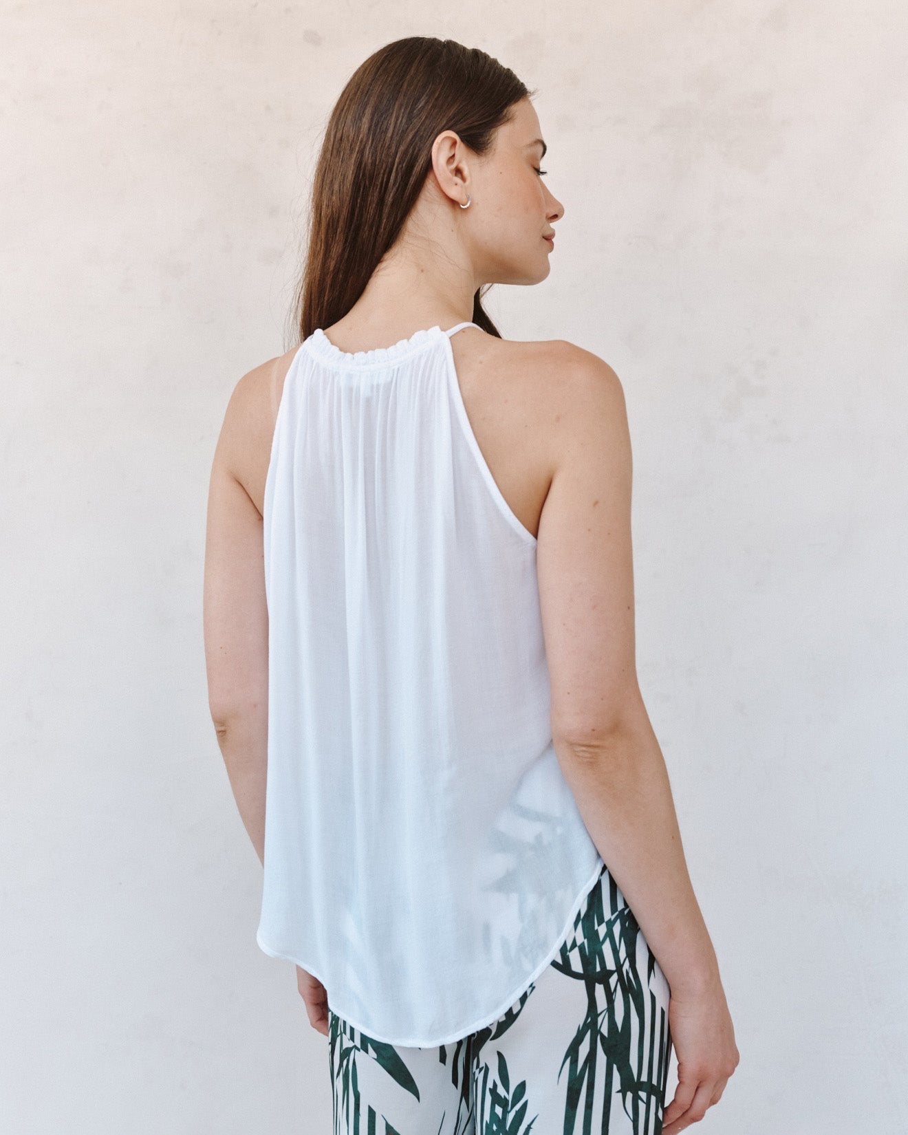 Bella Dahl Ruffle Neck Halter - White