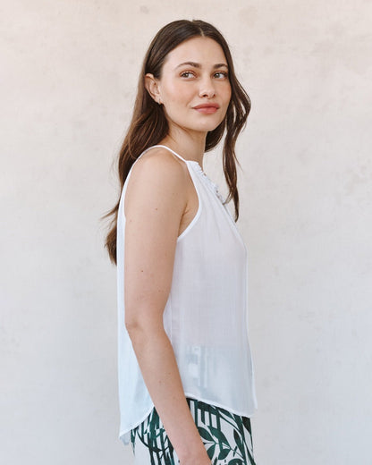 Bella Dahl Ruffle Neck Halter - White