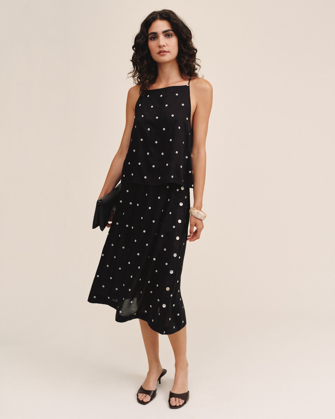 Bella Dahl Side Button Tank - Cabana Dot