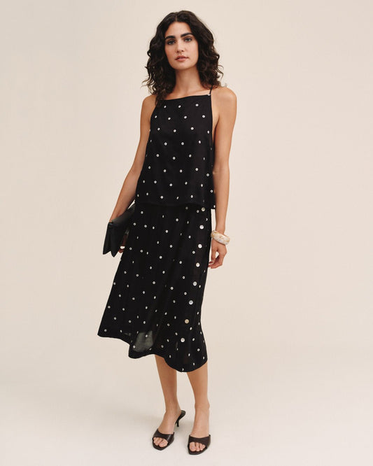 Bella Dahl Side Button Tank - Cabana Dot