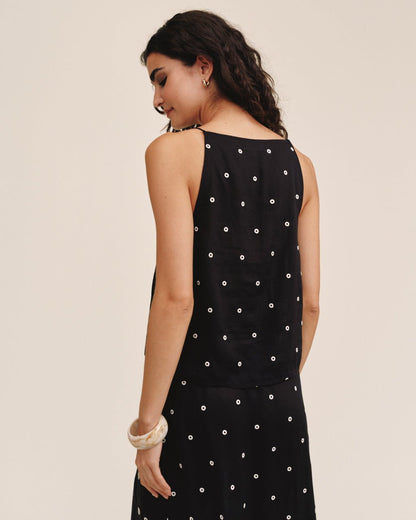 Bella Dahl Side Button Tank - Cabana Dot