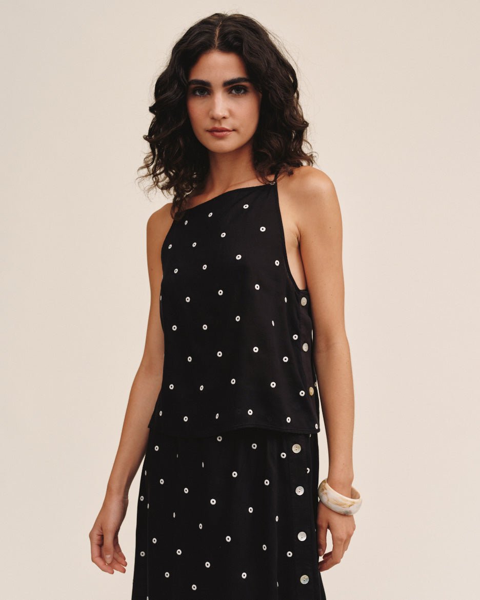 Bella Dahl Side Button Tank - Cabana Dot
