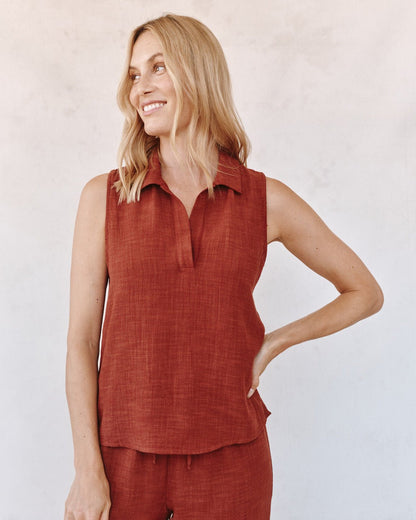 Bella Dahl Sleeveless Pullover - Red Sand