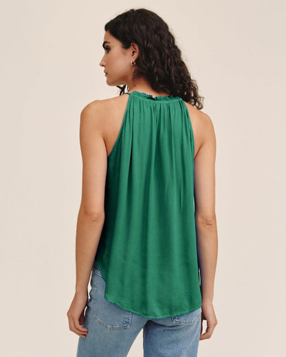 Bella Dahl Ruffle Neck Halter - Palm Green