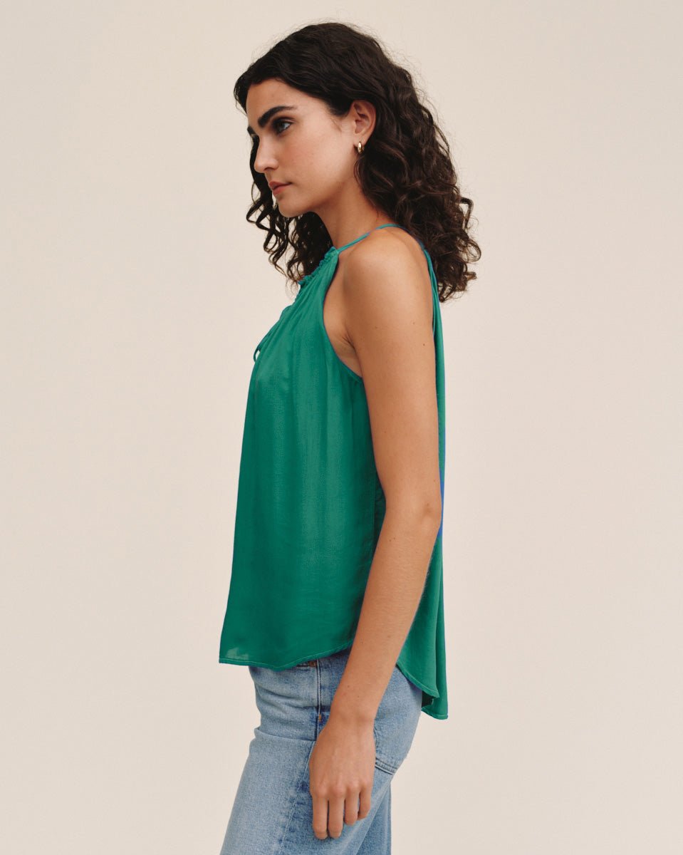 Bella Dahl Ruffle Neck Halter - Palm Green