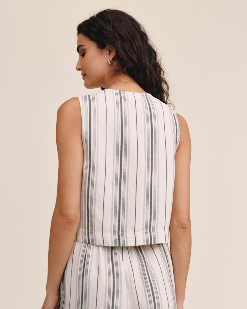 Bella Dahl Sleeveless Button Front Top - Boardwalk Stripe